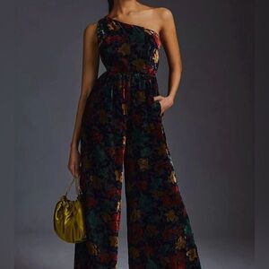 NWT Anthropologie Hutch One-Shoulder Velvet Jumpsuit Size 0